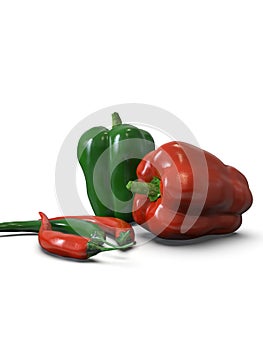 Fresh, healthy, delicious looking bell peppers and chili