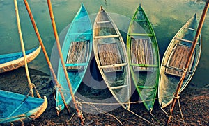 Group of colorful rowing boat, abstract curve