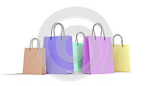 Group of colorful shopping bag isolate on white background 3d rendering