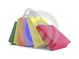 Group of colorful shopping bag isolate on white background 3d rendering