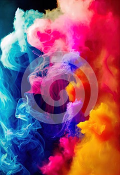 a group of colorful smokes on a black background with a red frame around them and a black background