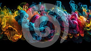 a group of colorful smokes floating in the air on a black background with a black background and a black background with a white