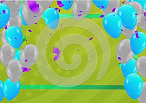 Group of Colors Glossy Helium Balloons Background. Set of Balloons and Happy Birthday