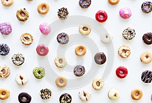 Group of Colourful Doughnut Bakery Sweet Dessert photo