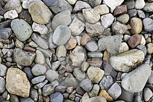 Group of colourful pebbles on the beach at Llandudno North Wales