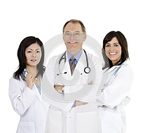 Group of confident doctors and nurses with their arms crossed displaying some attitude