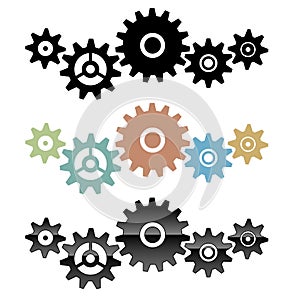 Group of connected gears vector illustration