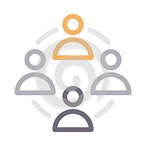 Group connection thin color line vector icon