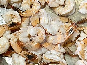 Group of cooked prepared shrimp