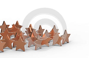 Group of copper stars isolated on white background.