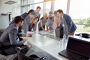Group of corporate people planning idea on business meeting