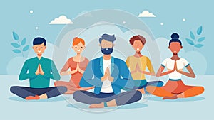 A group of coworkers doing a guided gratitude meditation together expressing gratitude for the positive aspects of their photo