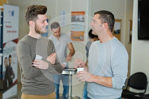 Group coworkers talking