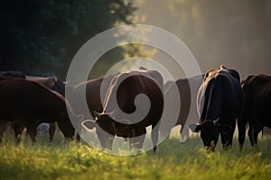 Group cows field. Generate AI