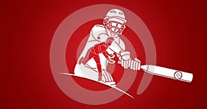 Group of Cricket players action cartoon sport graphic