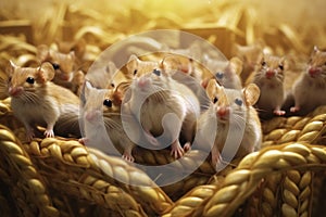 Mice Among Cornstalks in Golden Field photo