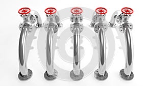 Group of curved metallic pipes