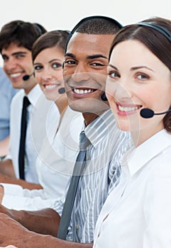 A group of customer service agents