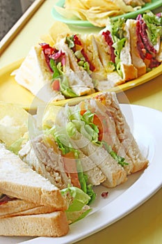 Group of Cut Toasted Sandwiches photo