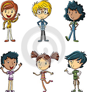 Group of cute cartoon children.