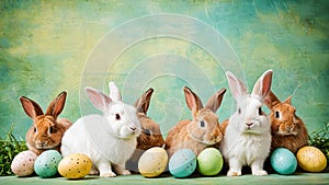 Group of cute Easter bunnies