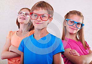 Group of cute kids with eyeglasses