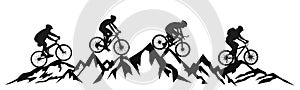 Group cyclist in the mountains â€“ vector