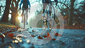 Group cyclist professional in a race,