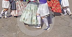 Group of dancers perform a traditional spanish dance photo