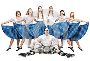 Group of dancers of Scottish dance