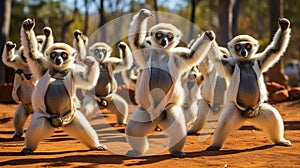 a group of dancing monkeys in jungle generated by AI tool