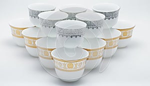 Group of decorative arabian coffee cups