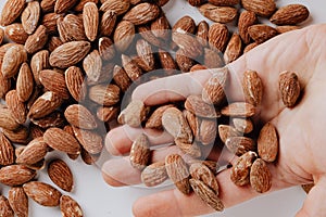 A group of delicious brown almond kernels.