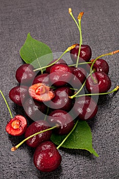 Group of delicious ripe cherries.