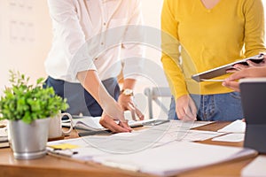 Group of Designer , or Programmer drawing website UX layout app development