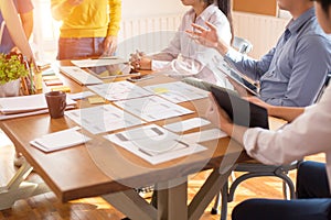 Group of Designer , or Programmer drawing website UX layout app development