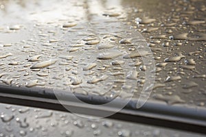 Group of dew on car roof