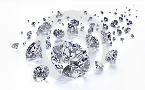 Group of diamonds on a white background photo