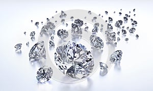 Group of diamonds on a white background