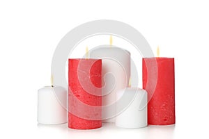 Group of different candles isolated on background