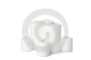 Group of different candles isolated on background