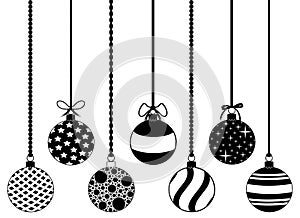 Group of different hanging Christmas decorations