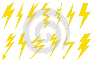Group of different lightning bolts