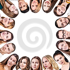 Group of different people form a frame