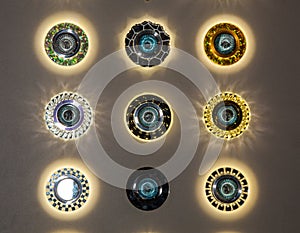 Group of different pot ceiling lights