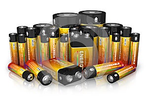 Group of different size batteries