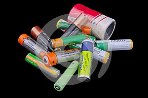 Group of different size batteries