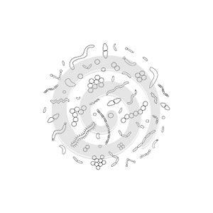 Group different types of bacterias on white background.