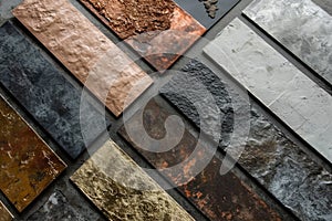 a group of different types of decorative metal sheeting