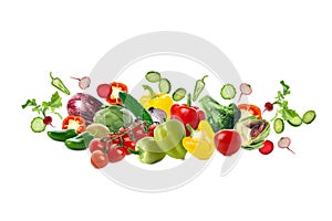 Group of different vegetables isolated on white background